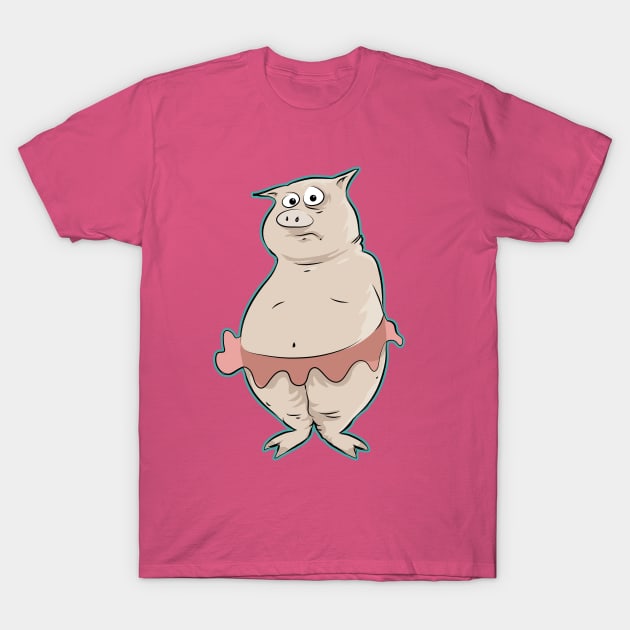 Pig In Tutu T-Shirt by zerostreet